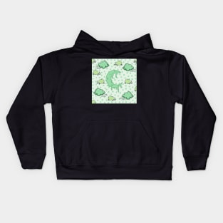 melting crescent moon cloud night green polka dots Kids Hoodie